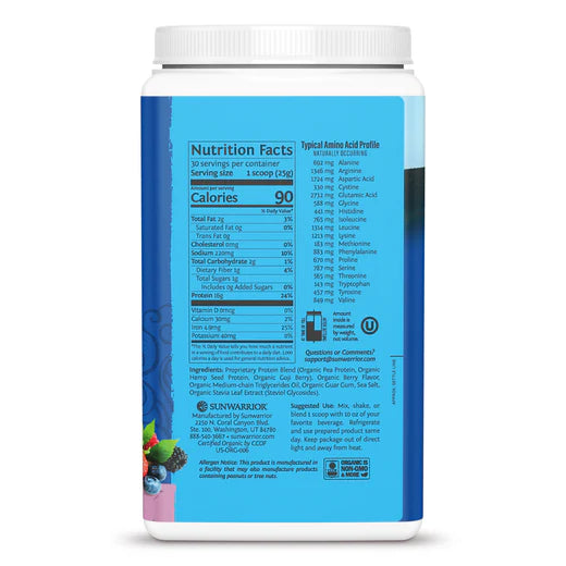 Warrior Blend Organic Plant Based Protein - Berry 750G